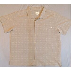 Solitude Men's Shirt XXL Gray Palm Tree Pattern Button Front‎ Casual Beach Top